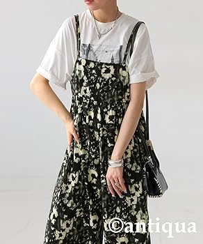 Amazon.co.jp: [antiqua] アンティカ 花柄 キャミ サロペット